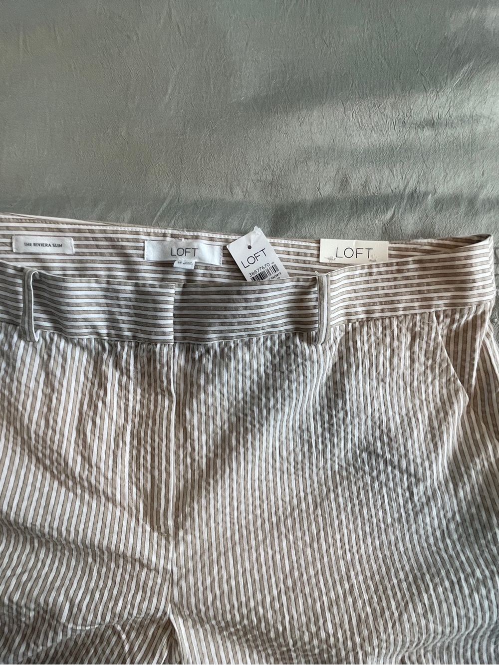 Loft Women’s Seersucker Stripe Pants - Riviera Slim size 14 - Picture 5 of 8
